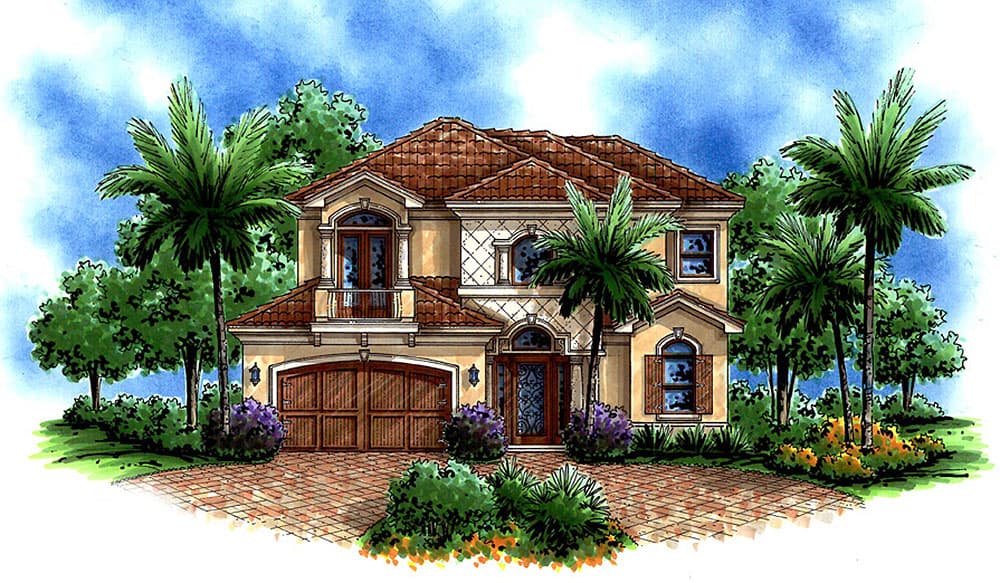 Plan 66248WE: Narrow Lot Mediterranean House Plan - 3012 Sq Ft - Image #45 - European, Florida-Style, Mediterranean, Spanish