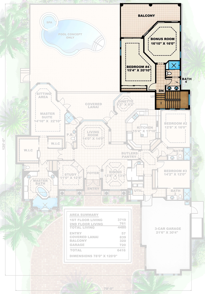 Plan 66274WE: Mediterranean Delight - Floor Plan - 2nd Floor - Florida-Style, Mediterranean