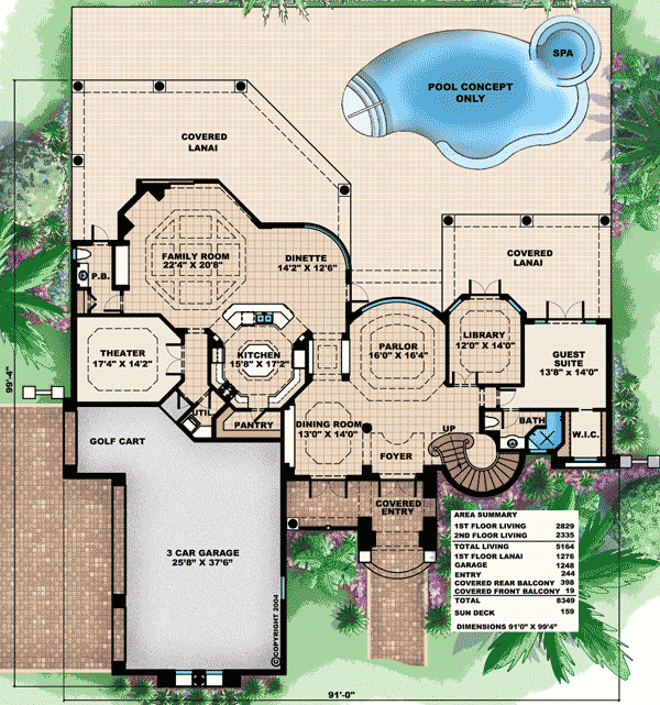 Plan 66276WE: Stunning Tuscan House Plan - Floor Plan - Main Level - Florida-Style, Mediterranean, Tuscan