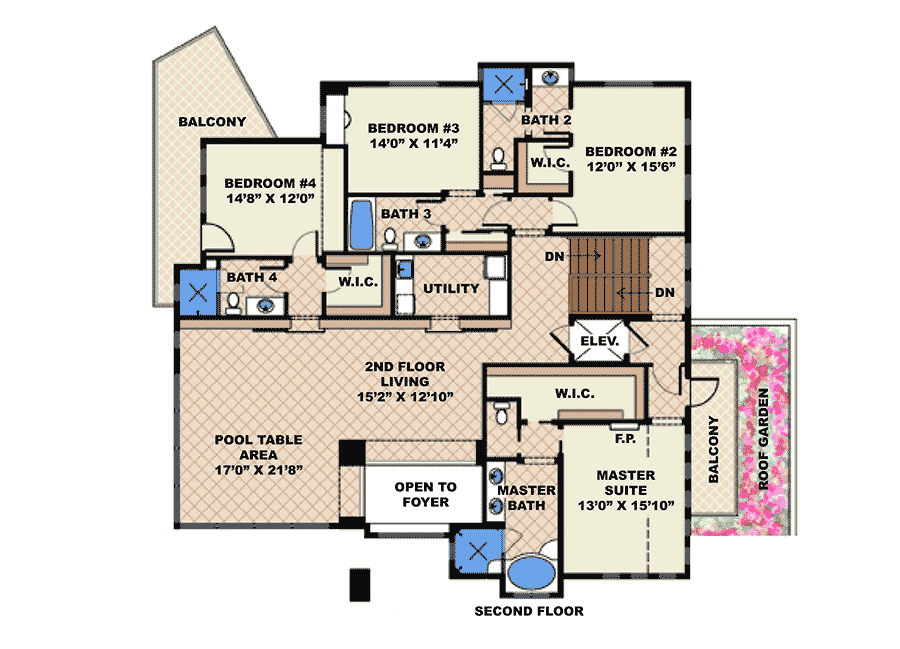 Plan 66296WE: Contemporary Dream Escape - Floor Plan - Second Floor - Coastal, Contemporary, Southern, Vacation