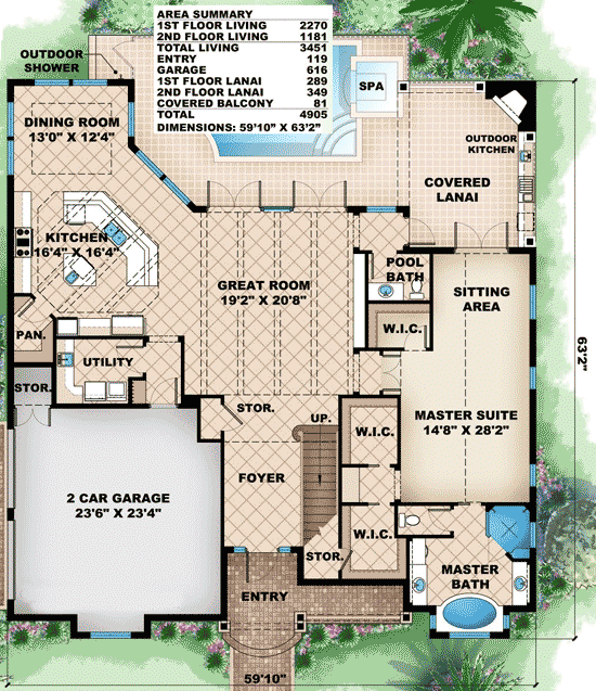 Plan 66302WE: Coastal Cottage Comfort - Floor Plan - Main Level - Coastal, Cottage, Florida-Style, Southern