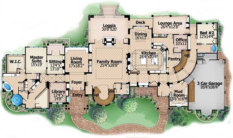 Plan 66314WE: European Home with Sun Deck - Floor Plan - Main Level - European