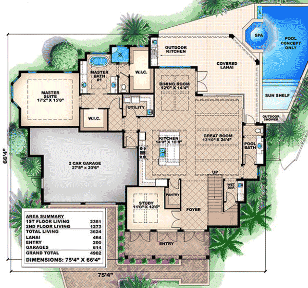 Plan 66320WE: Master Down French Colonial House Plan - Floor Plan - Main Level - European, Southern