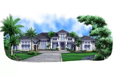Luxury Home Plan with Impressive Features - 5377 Sq Ft