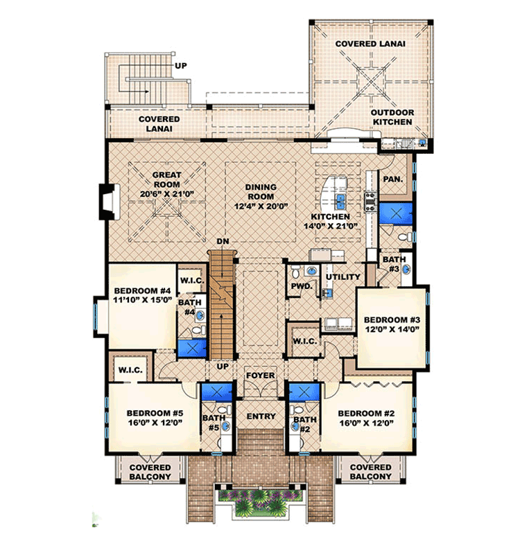 Plan 66323WE: Smashing Coastal Retreat - Floor Plan - Main Level - Beach, Coastal, Florida-Style, Southern, Vacation