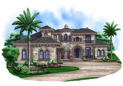 Mediterranean-style Home Plan with Circular Stair and an Elevator