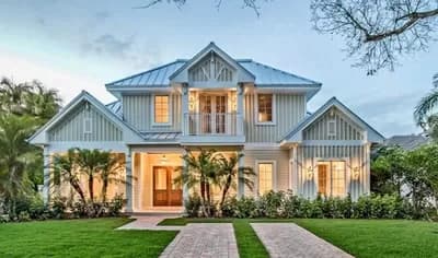 Gorgeous Coastal Contemporary House Plan with Cabana Above 3-Car Garage - 4630 Sq Ft