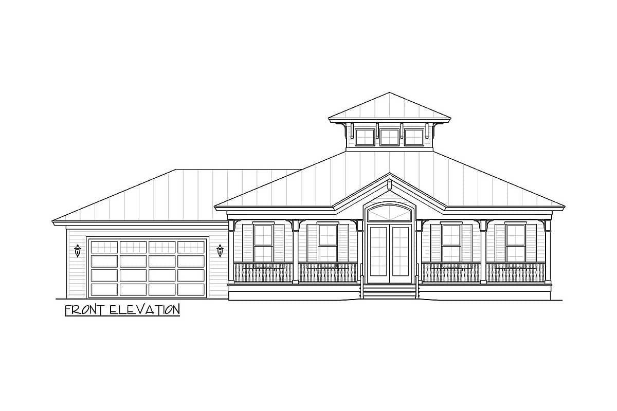 Plan 66333WE: 3-Bed Coastal Florida House Plan with Cupola and 2-Car Garage - 1991 Sq Ft - Image #4 - Beach, Coastal, Florida-Style, Southern