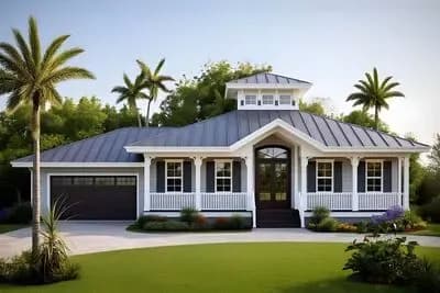 3-Bed Coastal Florida House Plan with Cupola and 2-Car Garage - 1991 Sq Ft