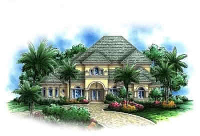 Mediterranean House Plan with In-Law Apartment - 3855 Sq Ft