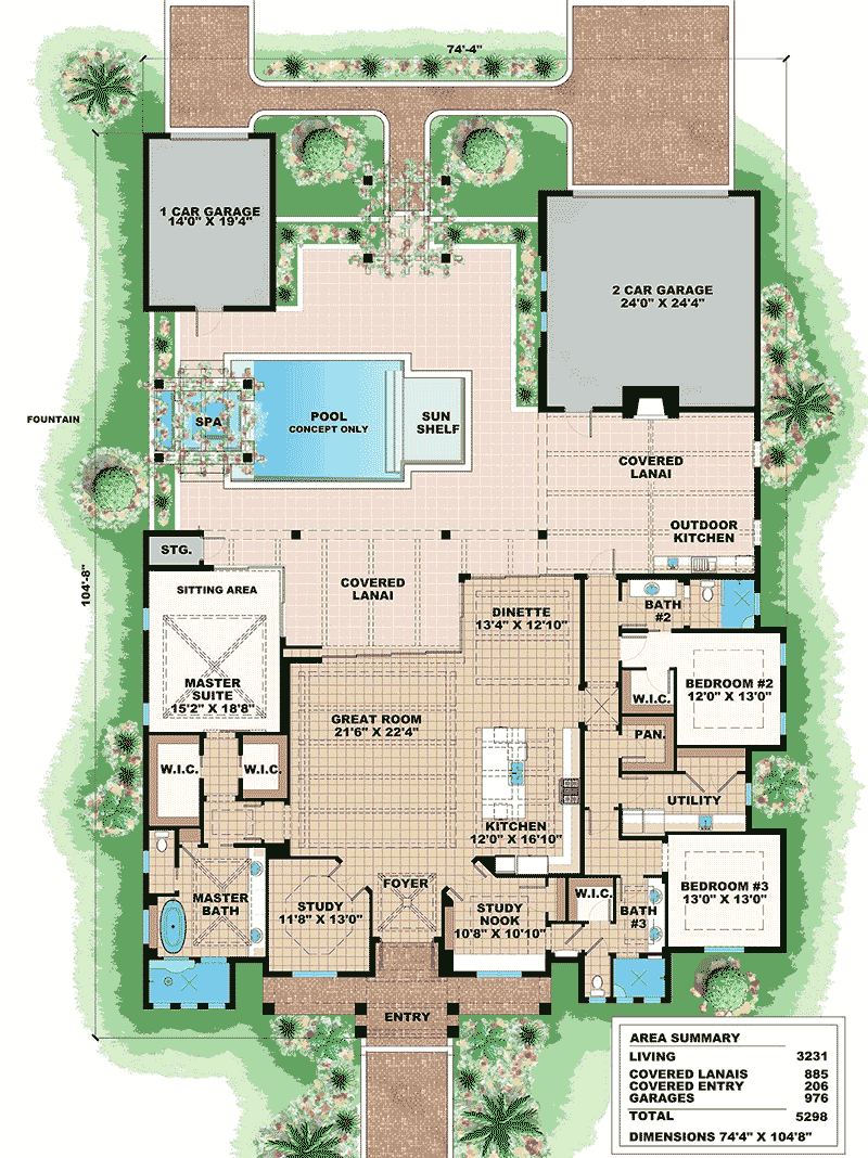 Plan 66336WE: Tropical Vibe - Floor Plan - Main Level - Coastal, Florida-Style, Southern