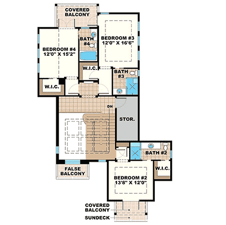 Plan 66337WE: Delightful 4-Bedroom Coastal House Plan with Outdoor Fireplace and Kitchen - 4094 Sq Ft - Floor Plan - 2nd Floor - Coastal, Coastal Contemporary, Florida-Style, Southern