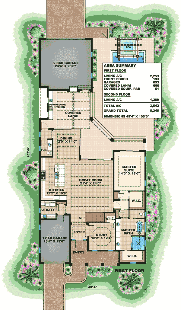 Plan 66352WE: Designer Florida House Plan - Floor Plan - Main Level - Florida-Style, Southern