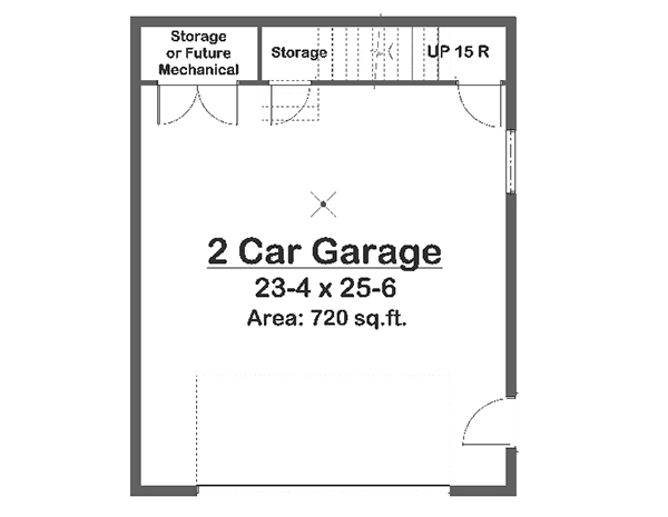 Plan 6702MG: Mountain House Plan with Large Private Upstairs Loft Above Detached 2-Car Garage - 1551 Sq Ft - Floor Plan - Detached Garage - Main Floor - Cabin, Mountain, Vacation