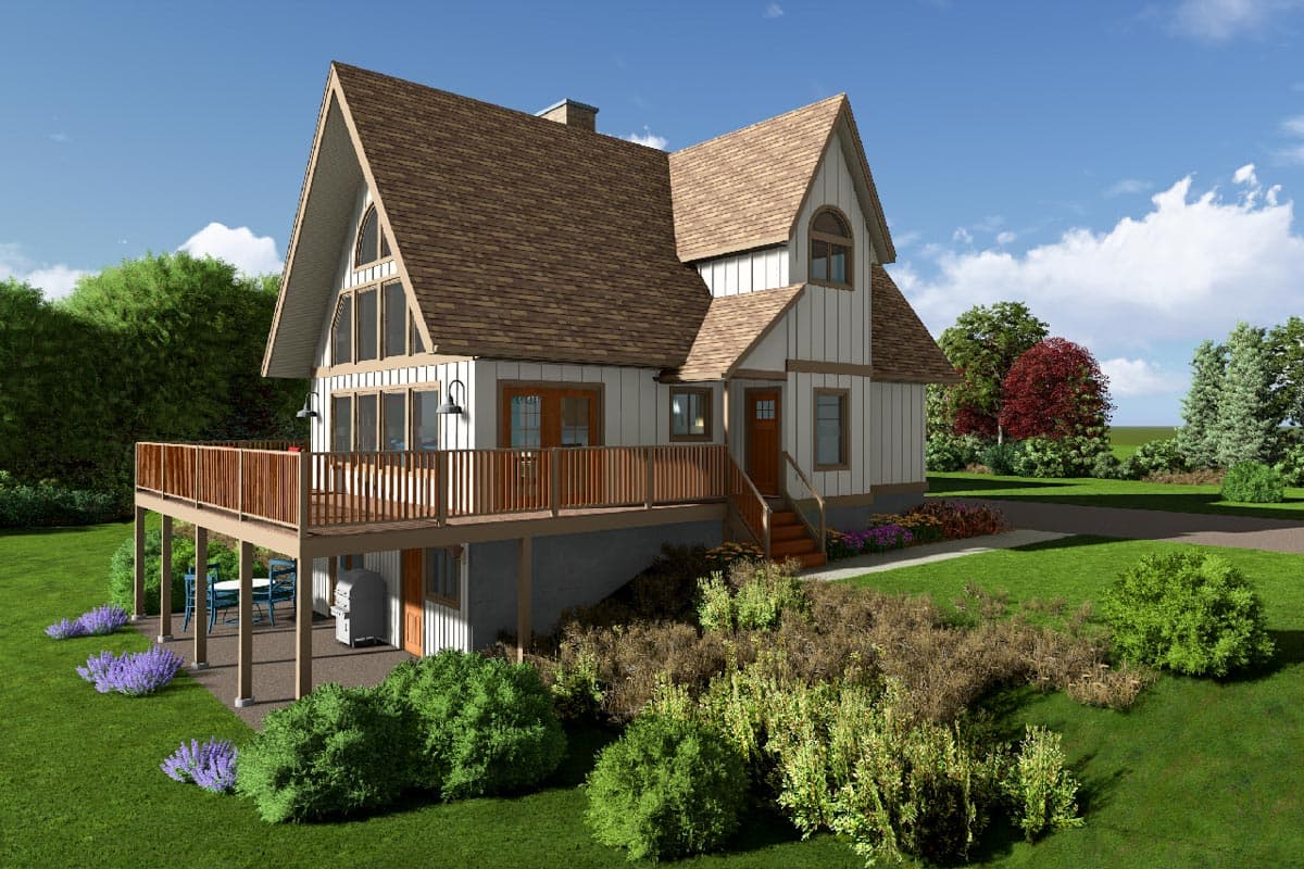 Plan 6702MG: Mountain House Plan with Large Private Upstairs Loft Above Detached 2-Car Garage - 1551 Sq Ft - Image #7 - Cabin, Mountain, Vacation