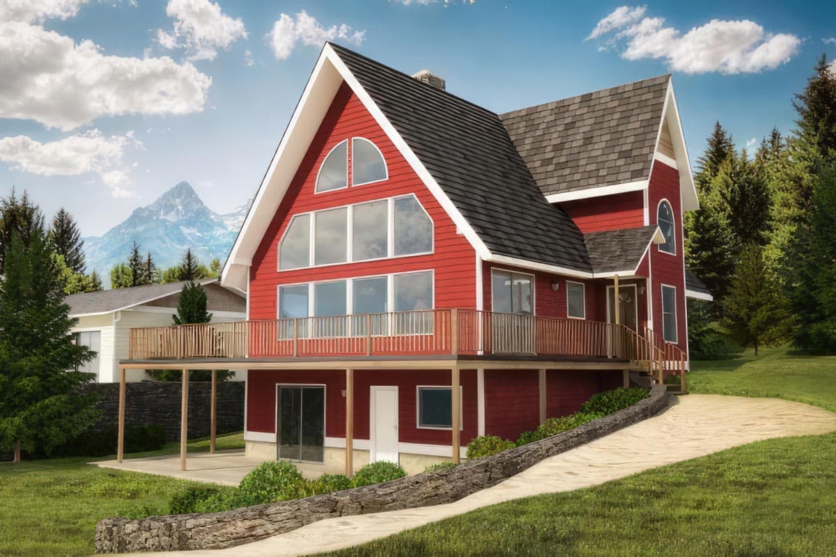 Plan 6702MG: Mountain House Plan with Large Private Upstairs Loft Above Detached 2-Car Garage - 1551 Sq Ft - Image #9 - Cabin, Mountain, Vacation