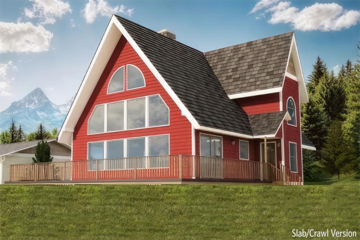Plan 6702MG: Mountain House Plan with Large Private Upstairs Loft Above Detached 2-Car Garage - 1551 Sq Ft - Image #10 - Cabin, Mountain, Vacation