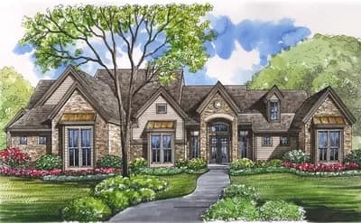 4-Bed House Plan with Wood and Stone Exterior Under 3900 Square Feet