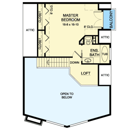Plan 6705MG: Rustic Styling - Floor Plan - 2nd Floor - A-Frame, Cottage, Mountain, Vacation