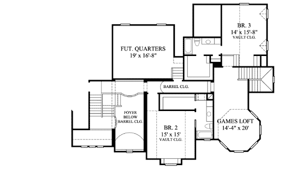 Plan 67088GL: Victorian with 3-Car Detached Garage - Floor Plan - 2nd Floor - Country, Victorian