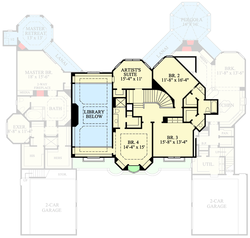 Plan 67094GL: King of the Castle - Floor Plan - 2nd Floor - European, French Country