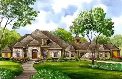 European-style Manor House Plan with Luxurious Master Suite