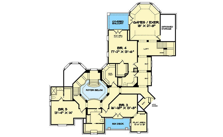 Plan 67127GL: Grand Hill Country Style - Floor Plan - 2nd Floor - European, Hill Country