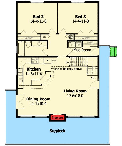 Plan 6740MG: Roomy Vacation Retreat - Floor Plan - Main Level - Cottage, Mountain, Vacation
