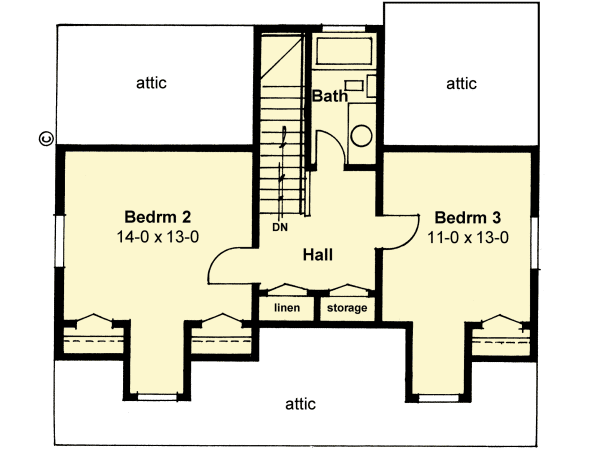 Plan 6754MG: Cape Cod Home Plan With Master Down. - Floor Plan - 2nd Floor - Cape Cod, Country
