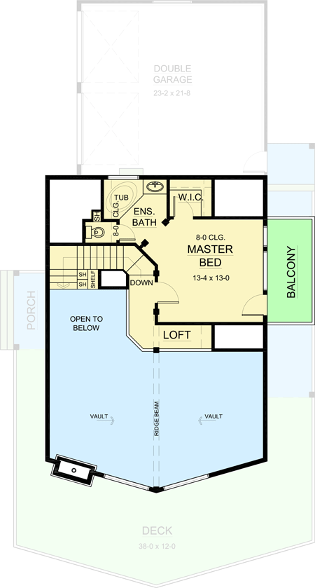 Plan 6760MG: Two Bedroom Vacation Retreat - Floor Plan - 2nd Floor - Mountain, Vacation