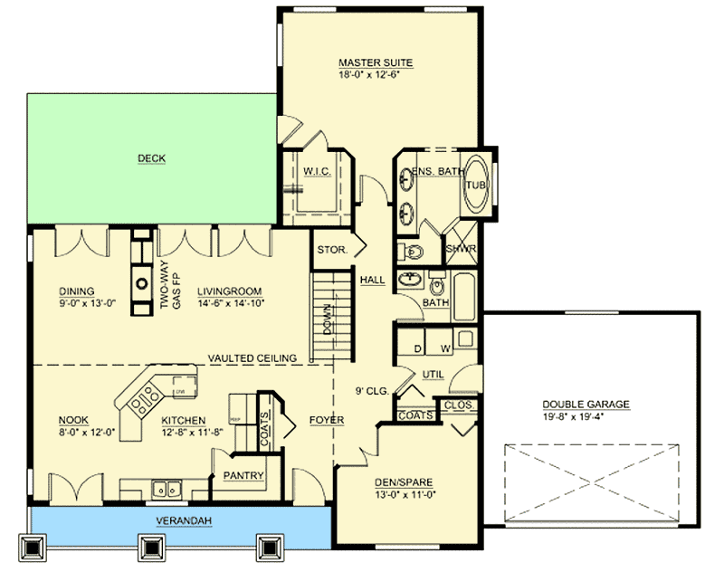 Plan 6771MG: Delightful Vaulted Ceiling - Floor Plan - Main Level - Craftsman, Northwest