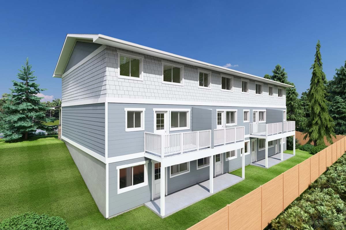 Plan 67714MG: Four-Plex with Covered Entries - 2 Bedroom Units - 1194 Sq Ft Each - Image #7 - Modern, Northwest, Prairie, Traditional