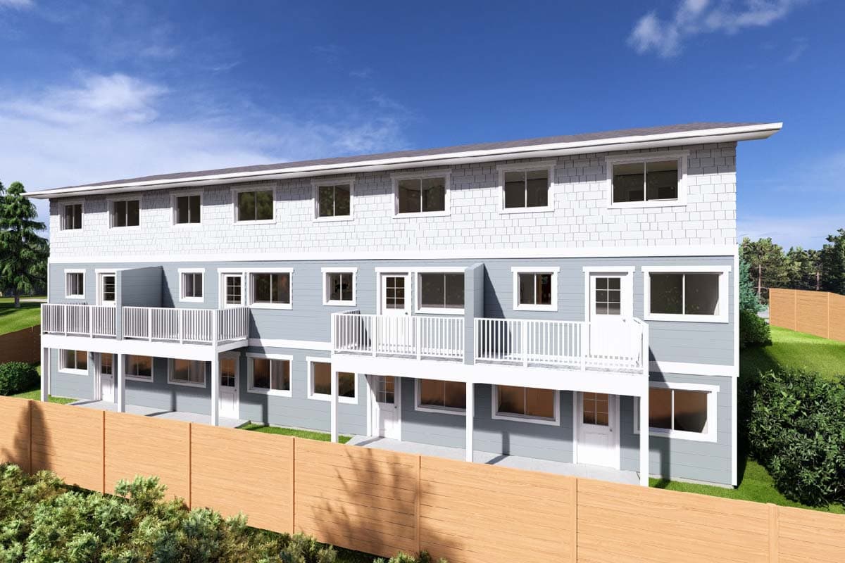 Plan 67714MG: Four-Plex with Covered Entries - 2 Bedroom Units - 1194 Sq Ft Each - Image #8 - Modern, Northwest, Prairie, Traditional