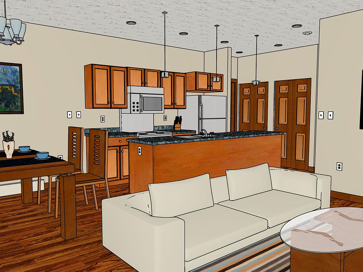 Plan 67715MG: Modern Duplex House Plan with 3 Upper Level Bedrooms - 1106 Sq Ft Units Each - Image #5 - Contemporary, Modern, New American