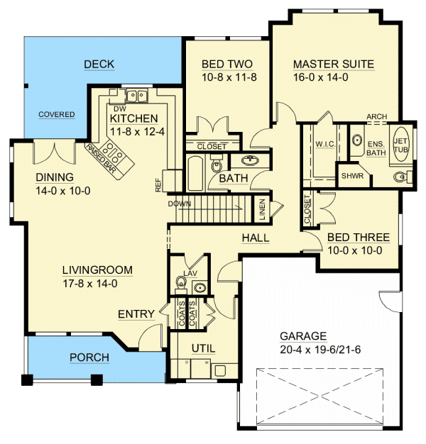 Plan 6772MG: Plenty of Closet Space - Floor Plan - Main Level - Craftsman, Northwest, Ranch