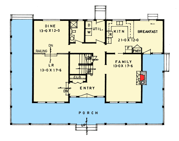 Plan 67720MG: Country Charmer With Wraparound Porch - Floor Plan - Main Level - Country, Farmhouse
