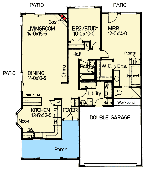 Plan 67722MG: Charming Ranch With Front Porch - Floor Plan - Main Level - Ranch