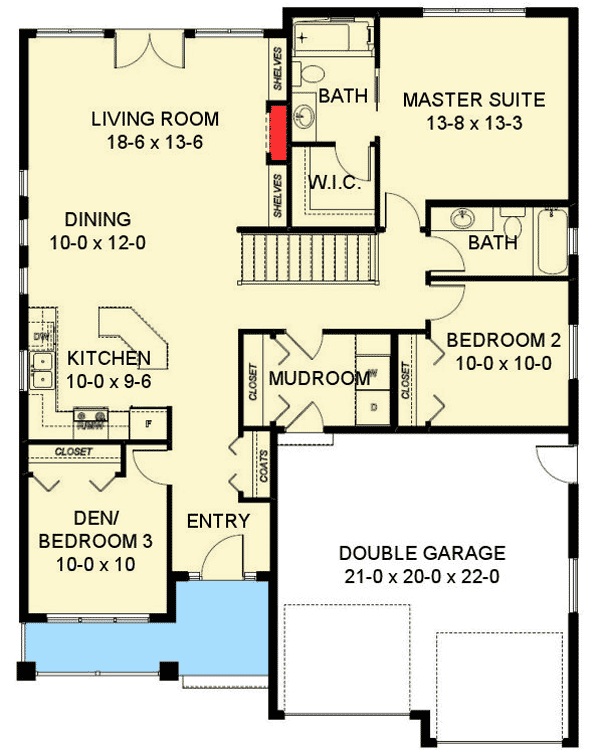 Plan 67725MG: Everything On One Floor - Floor Plan - Main Level - Craftsman, Northwest