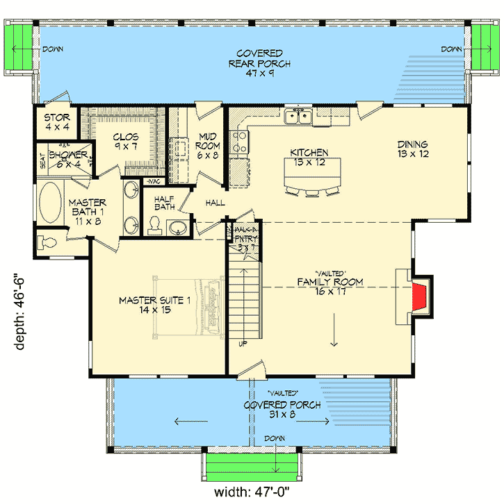 Plan 68400VR: Cottage Escape with 3 Master Suites - Floor Plan - Main Level - Cottage, Country, Mountain, Traditional