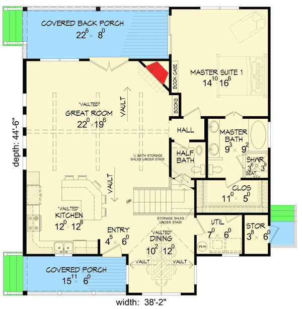 Plan 68401VR: Back Woods 3-Bed House Plan - Floor Plan - Main Level - Cottage, Country, Mountain, Rustic