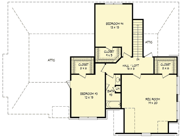 Plan 68403VR: European House Plan with Rec Room - Floor Plan - 2nd Floor - European, Traditional