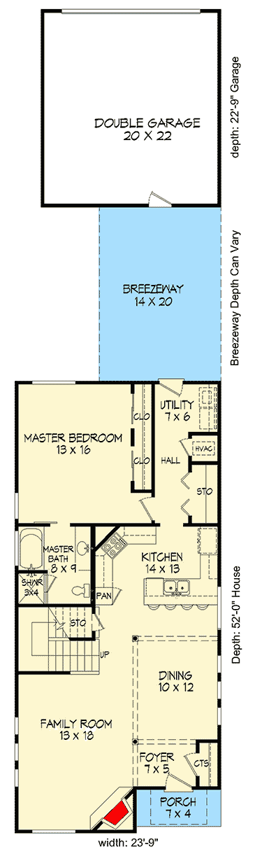 Plan 68406VR: Railroad 3 Bed Modern Cottage - Floor Plan - Main Level - Contemporary, Cottage, Modern