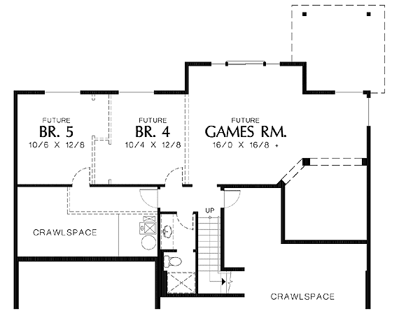 Plan 6897AM: Expandable Bungalow Plan for Sloping Lot - Floor Plan - Lower Level - Cottage, Northwest