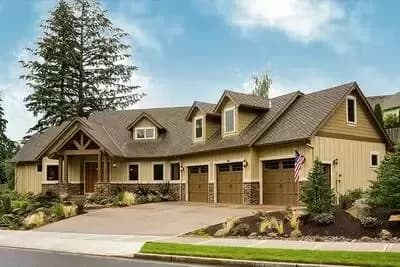 Charming and Luxurious Craftsman Home Plan with Angled 3-Car Garage - 2907 Sq Ft