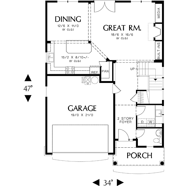 Plan 69010AM: Cozy Shingled Cottage - Floor Plan - Main Level - Craftsman, Northwest