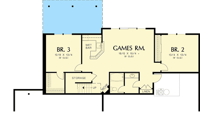 Plan 69019AM: European House Plan for Sloping Lot - Floor Plan - Lower Level - European, Traditional