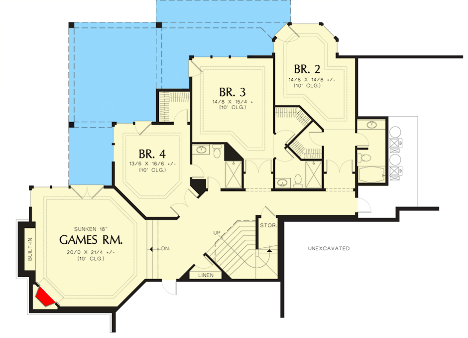 Plan 69026AM: European Home Plan For Sloping Lot - Floor Plan - Lower Level - European, Northwest