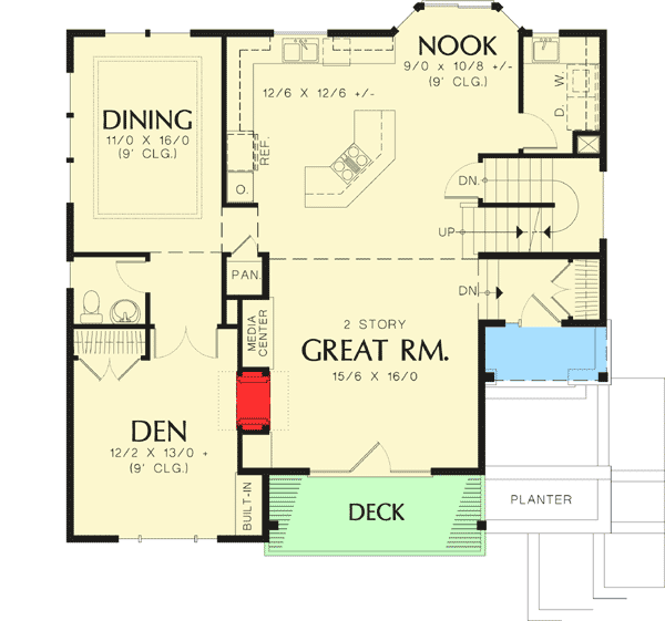 Plan 69035AM: Craftsman With Two Story Great Room - 2262 Sq Ft - Floor Plan - Main Level - Craftsman, Northwest