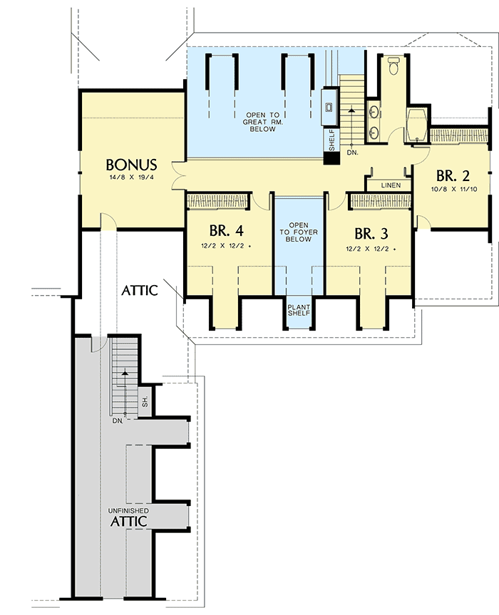 Plan 69036AM: Modern Farmhouse With Two Story Entry - 2923 Sq Ft - Floor Plan - 2nd Floor - Country, Farmhouse, Traditional