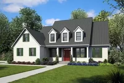 Country Home Plan with 3 Functional Dormers - 2561 Sq Ft